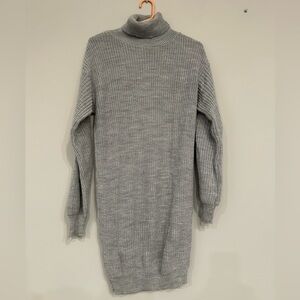 Boohoo Light Gray Knit Sweater Dress